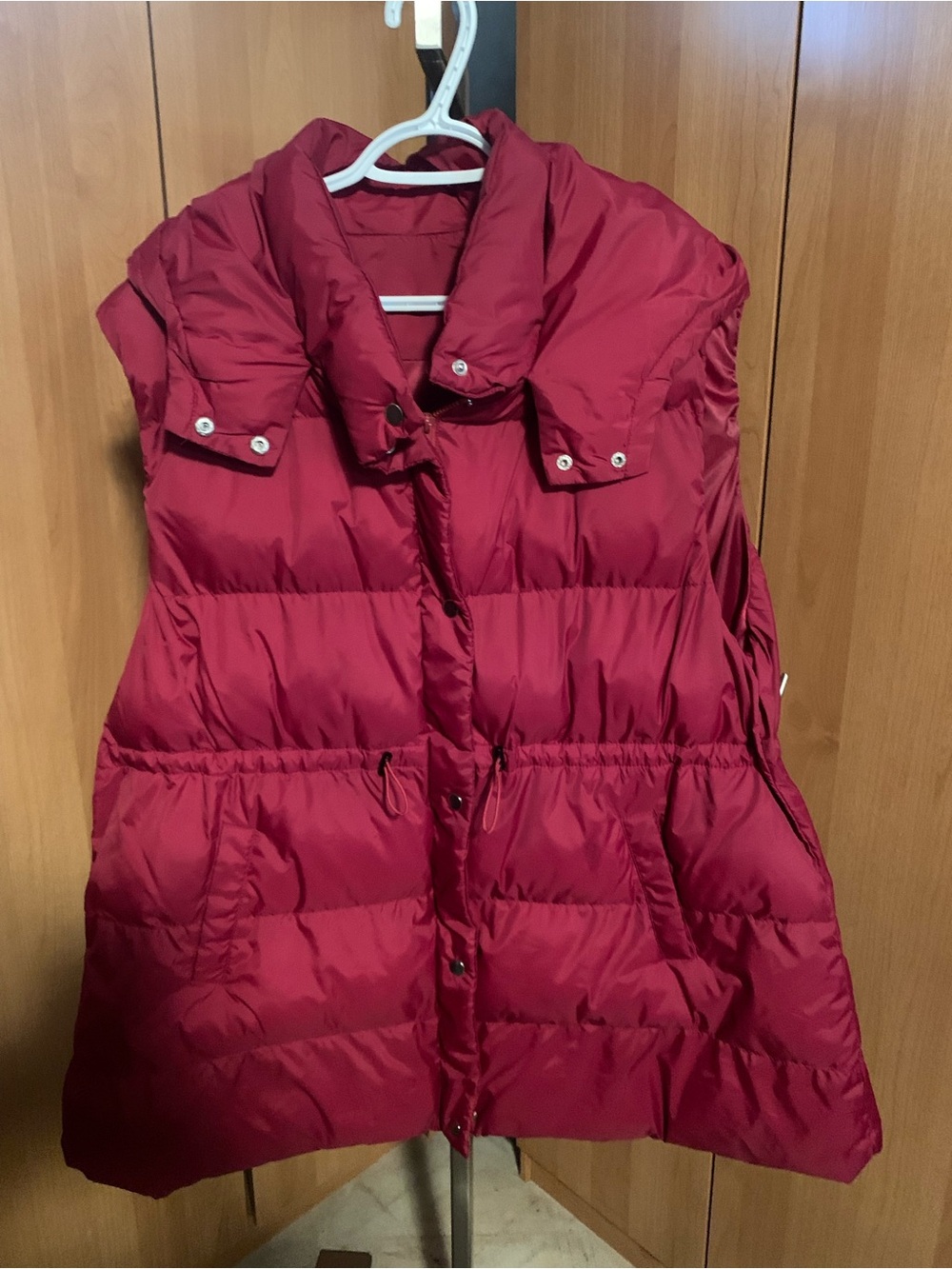 SHEIN Red Quilted Puffer Vest with High Collar